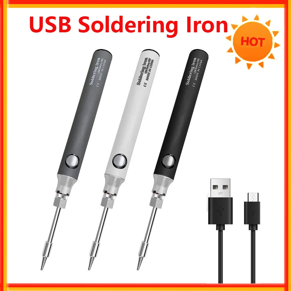 Портативный беспроводной электрический паяльник USB 5 в 8 Вт с керамическим сердечником, регулировкой температуры, сварочный паяльник, инструмент для ремонта
Портативный беспроводной электрический паяльник USB 5 в 8 Вт с керамическим сердечником, регулировкой температуры, сварочный паяльник, инструмент для ремонта