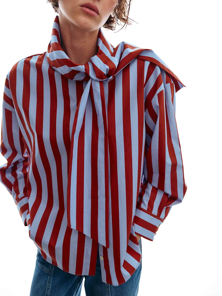 Spring 2026 Sweet Sle Women's irt High Collar Long Sve Striped Knot Decorated Mid-Length Button-Up Outerwear
Spring 2026 Sweet Sle Women's irt High Collar Long Sve Striped Knot Decorated Mid-Length Button-Up Outerwear