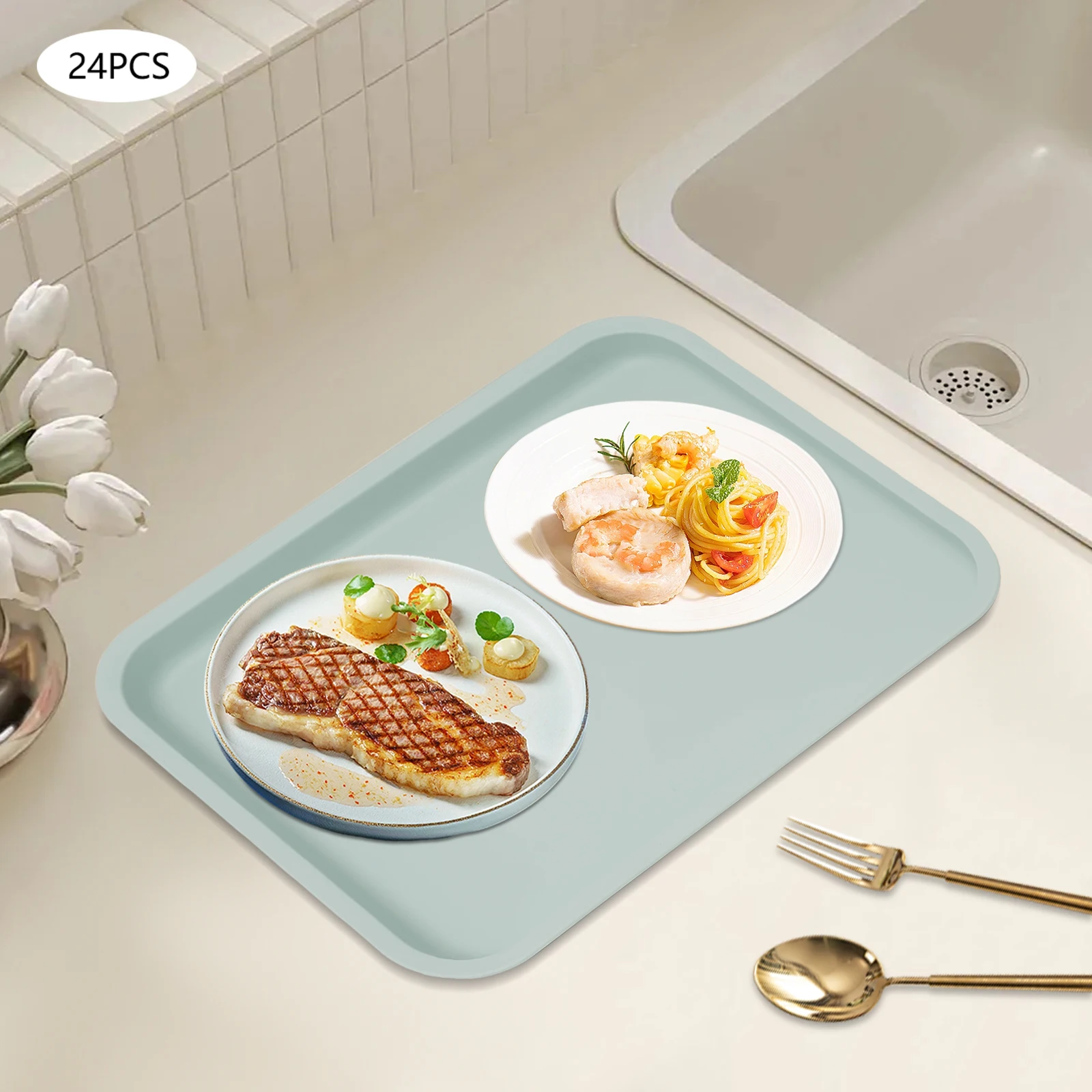 24-Pack Blue PP Food Trays: 120℃ Heat & -20℃ Cold Resistant | Dishwasher/Microwave Safe for Cafeteria, Modern Rectangle Design
24-Pack Blue PP Food Trays: 120℃ Heat & -20℃ Cold Resistant | Dishwasher/Microwave Safe for Cafeteria, Modern Rectangle Design