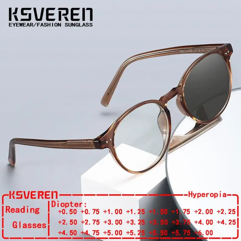 KSVEREN Man Photochromic Reading Glasses Vintage Round Optical Prescription Glasses Women Color Changing Presbyopia Eyewear
KSVEREN Man Photochromic Reading Glasses Vintage Round Optical Prescription Glasses Women Color Changing Presbyopia Eyewear
