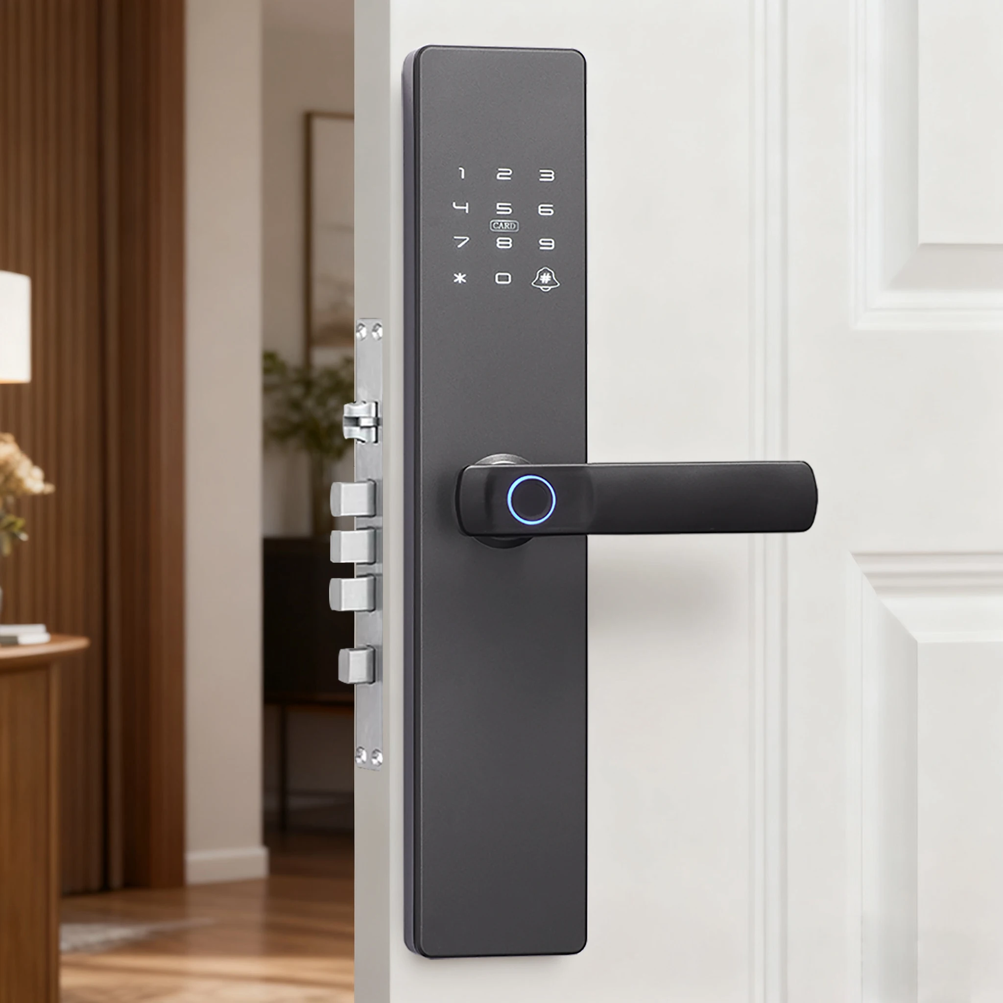 Smart Hotel Door Lock Stainless Steel Zinc Alloy Wood Door Grade Security Keyless Access Tuya/ App Control Remote Memory
Smart Hotel Door Lock Stainless Steel Zinc Alloy Wood Door Grade Security Keyless Access Tuya/ App Control Remote Memory