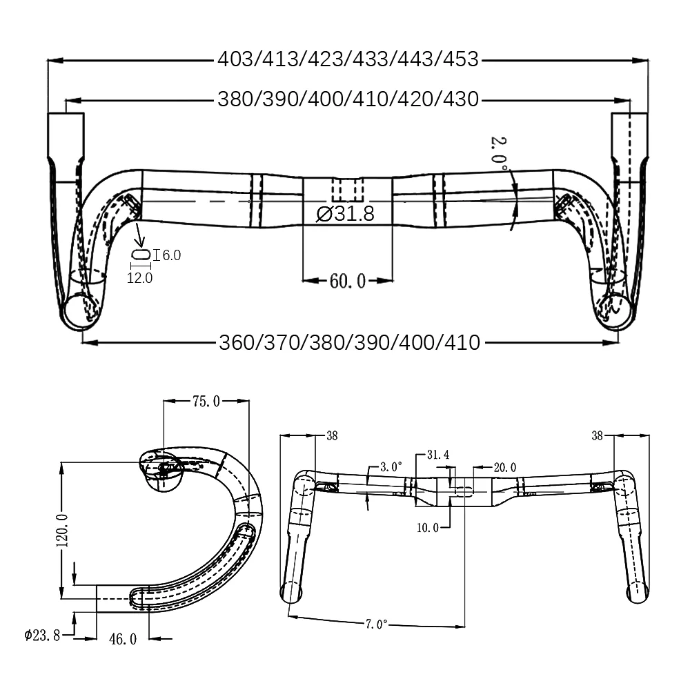 BALUGOE Carbon Fiber Climbing Handle T1000 Ultra Light Road Bike Handle Lightweight Handle 31.8mm
BALUGOE Carbon Fiber Climbing Handle T1000 Ultra Light Road Bike Handle Lightweight Handle 31.8mm
