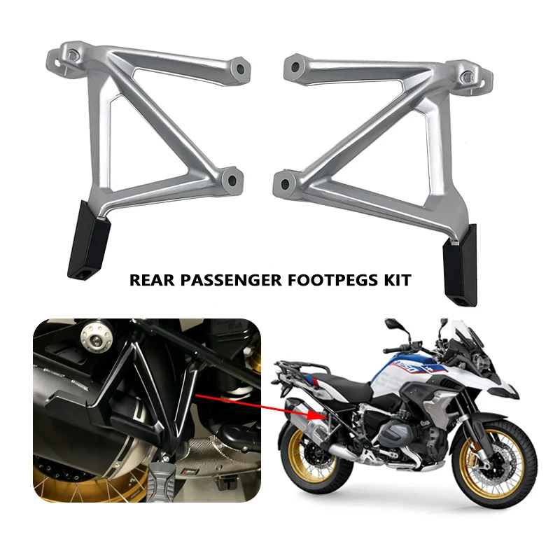 For BMW R1250GS R1200GS 2013-2023 Rear Passenger Footpegs Kit Footrests Foot Rest Bracket R1250 R1200 GS LC ADV Adventure