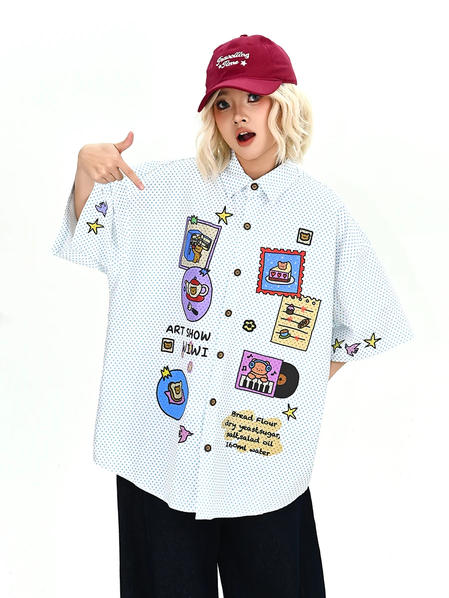 Lazy Fun Cartoon ort Sve Loose Women's irt American Retro College Sle Summer New Arrival Street Sle Embroidered
Lazy Fun Cartoon ort Sve Loose Women's irt American Retro College Sle Summer New Arrival Street Sle Embroidered