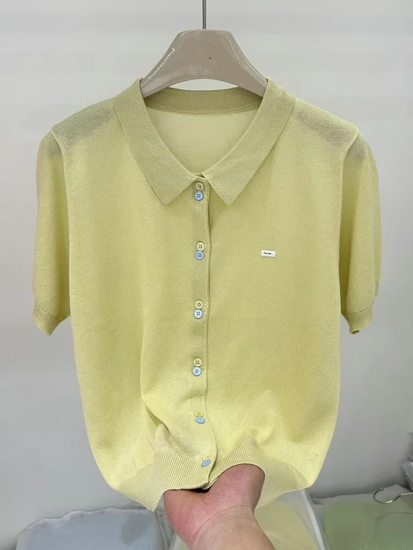 Korean Style Casual Two-Tone Ice Silk Open Cardigan 2026 Summer Simple Breathable Women's Knitted Top Short Sleeve Button-Up
Korean Style Casual Two-Tone Ice Silk Open Cardigan 2026 Summer Simple Breathable Women's Knitted Top Short Sleeve Button-Up