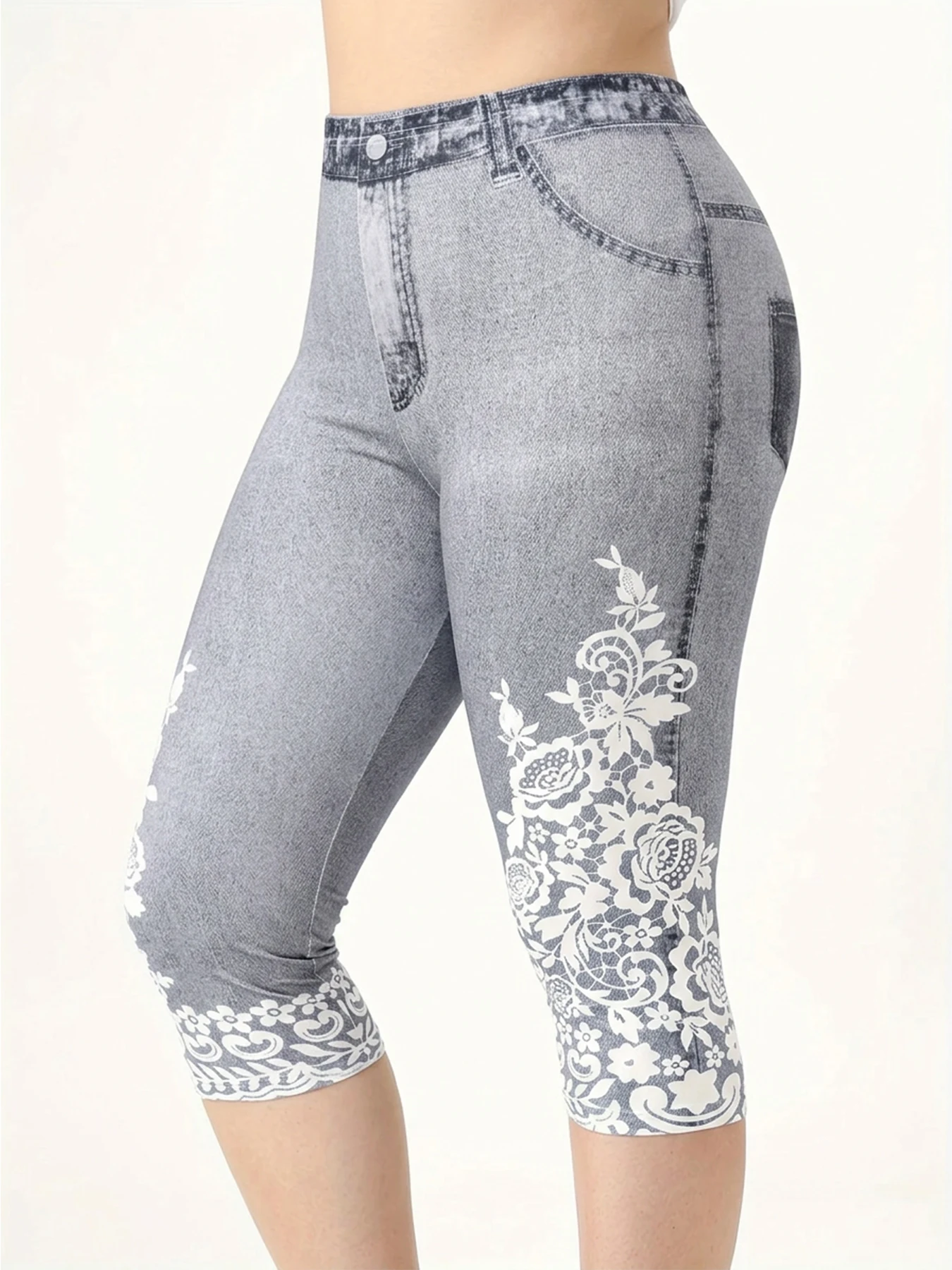 Plus Size Women Capri Leggings Vintage Faux Denim Print Lace Floral Printed Stretch Skinny Cropped Pants Summer Casual Non Denim
Plus Size Women Capri Leggings Vintage Faux Denim Print Lace Floral Printed Stretch Skinny Cropped Pants Summer Casual Non Denim