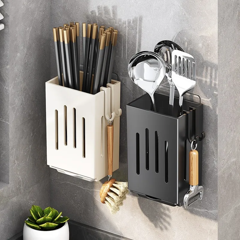 New Wall-Mounted Chopstick Holder Traceless Large Capacity Kitchen Utensil Storage Box Draining Tableware Organizer 
New Wall-Mounted Chopstick Holder Traceless Large Capacity Kitchen Utensil Storage Box Draining Tableware Organizer