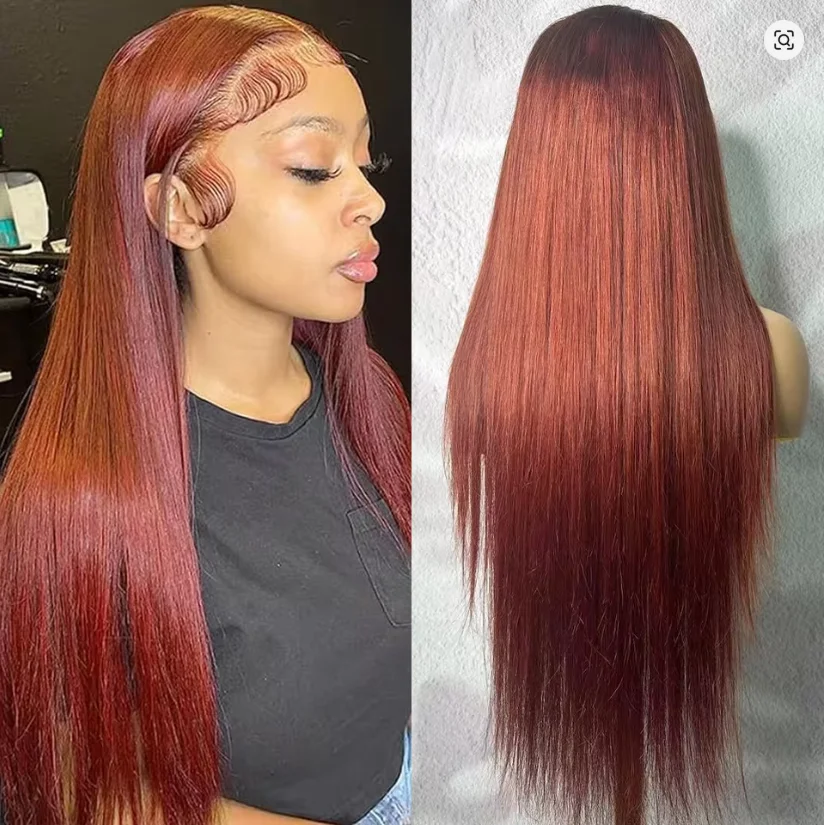 13x4Lace Frontal Wigs Straight Reddish Brown 100%Human Hair Wigs Colored Reddish-brown HD Transparent Pre Plucked Wigs For Women
13x4Lace Frontal Wigs Straight Reddish Brown 100%Human Hair Wigs Colored Reddish-brown HD Transparent Pre Plucked Wigs For Women