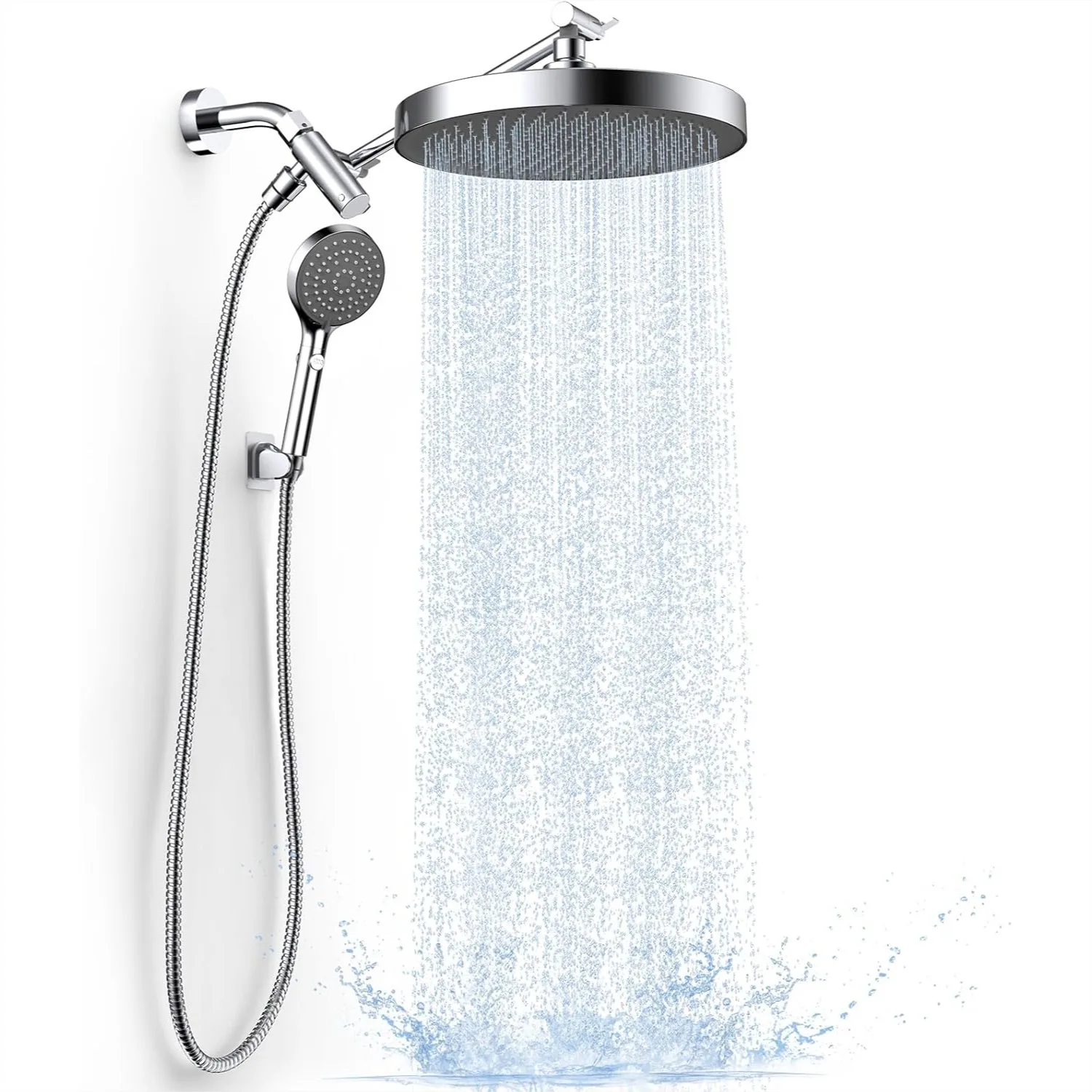High Pressure Rain Shower Head with Handheld Spray Combo, 10" Rainfall Shower Head with Adjustable Extension Arm, Detachable
High Pressure Rain Shower Head with Handheld Spray Combo, 10" Rainfall Shower Head with Adjustable Extension Arm, Detachable