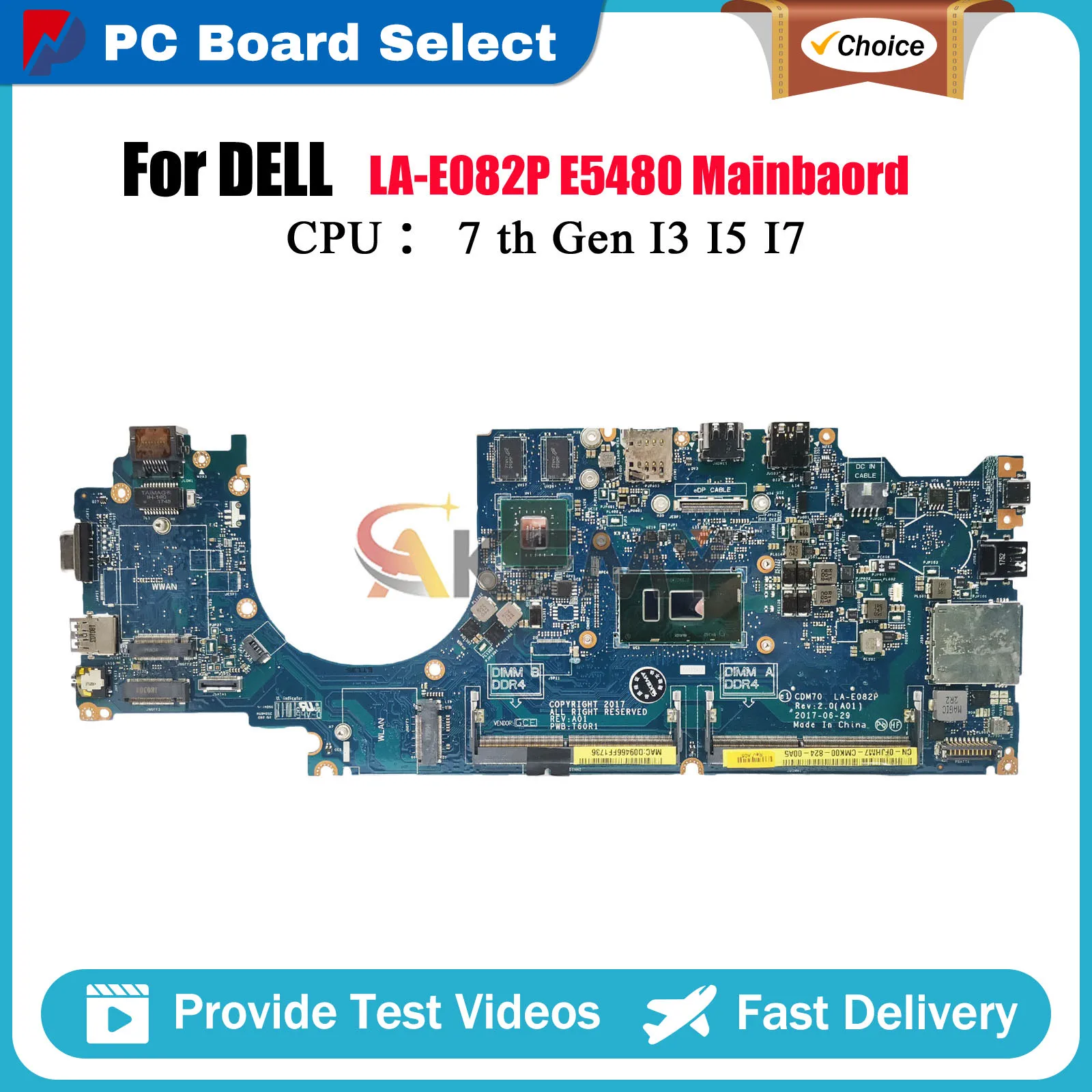 Notebook Mainboard For DELL Latitude E5480 5480 LA-E082P with i5 i7-6th/7th Gen CPU V2G CN-0YYRGW 0XDPDM 0X0M92 Tested OK
Notebook Mainboard For DELL Latitude E5480 5480 LA-E082P with i5 i7-6th/7th Gen CPU V2G CN-0YYRGW 0XDPDM 0X0M92 Tested OK