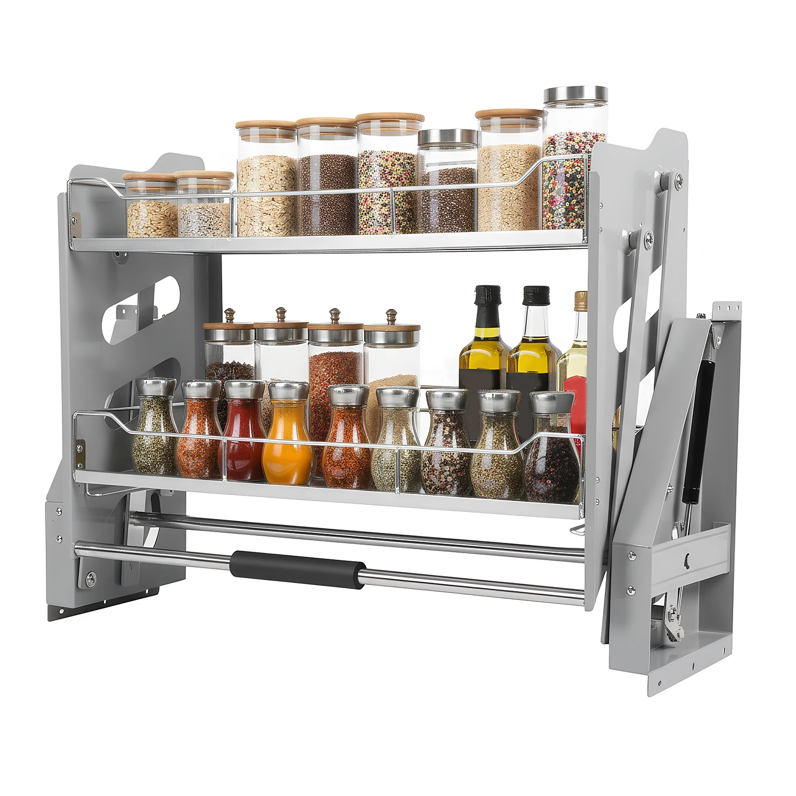 2-Tier Pull Down Cabinet Organizer Cutlery Lift-up Basket Cabinet 304 Stainless Steel 22-34 Inch Width for Snacks Bowls Plate
2-Tier Pull Down Cabinet Organizer Cutlery Lift-up Basket Cabinet 304 Stainless Steel 22-34 Inch Width for Snacks Bowls Plate