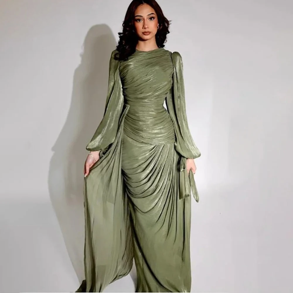Customized Crepe Evening Dresses Pleats Puff Long Sleeve Floor Length Prom Dress Ruched Illsion High Quality Party Gowns Women
Customized Crepe Evening Dresses Pleats Puff Long Sleeve Floor Length Prom Dress Ruched Illsion High Quality Party Gowns Women