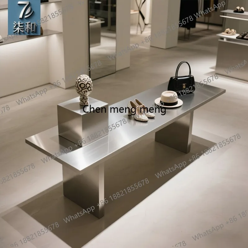 Clothing store island table stainless steel display table rectangular shoe bag product island assembly display table
Clothing store island table stainless steel display table rectangular shoe bag product island assembly display table