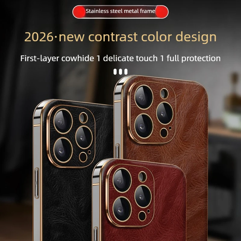 Luxury Cowhide Leather for iPhone 14 Pro Max Case,Genuine Leather Oil Wax Metal Border for iPhone 13 Pro Max Case
Luxury Cowhide Leather for iPhone 14 Pro Max Case,Genuine Leather Oil Wax Metal Border for iPhone 13 Pro Max Case