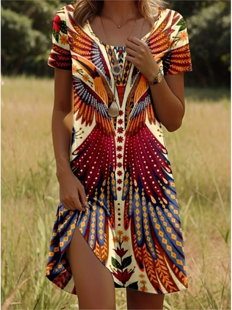 Fashion Boho Print Dress Lady Casual O Neck Short Sleeve Pullover Dresses For Women Summer Holiday Vintage Womens Clothing New
Fashion Boho Print Dress Lady Casual O Neck Short Sleeve Pullover Dresses For Women Summer Holiday Vintage Womens Clothing New