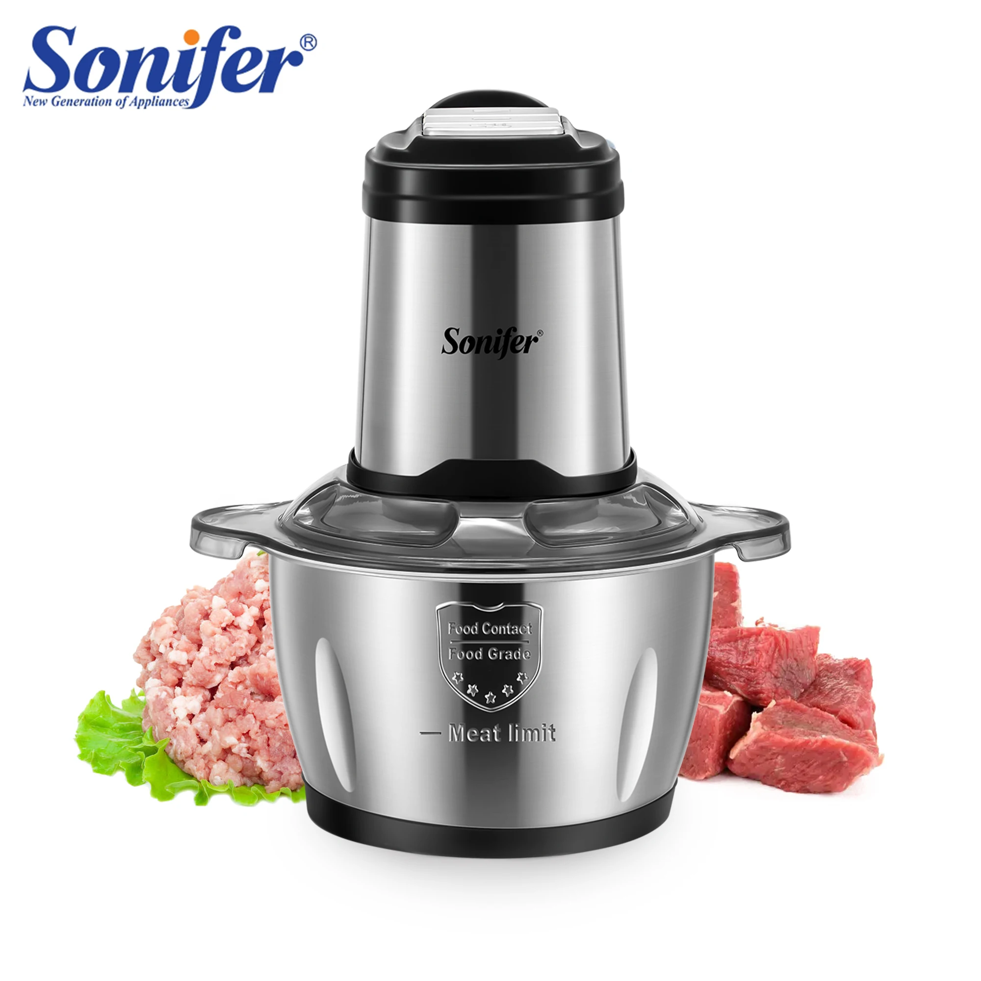 "Sonifer Food Chopper SF-8115 .1.8L high quality stainless steel container .New S blade chopping design
"Sonifer Food Chopper SF-8115 .1.8L high quality stainless steel container .New S blade chopping design