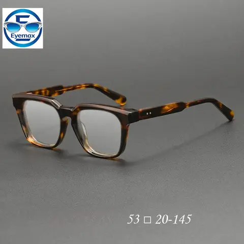 Retro Square Tortoiseshell Acetate Eyeglass Frame for Men High-quality Handmade Optical Reading Women's Prescription Eyewear