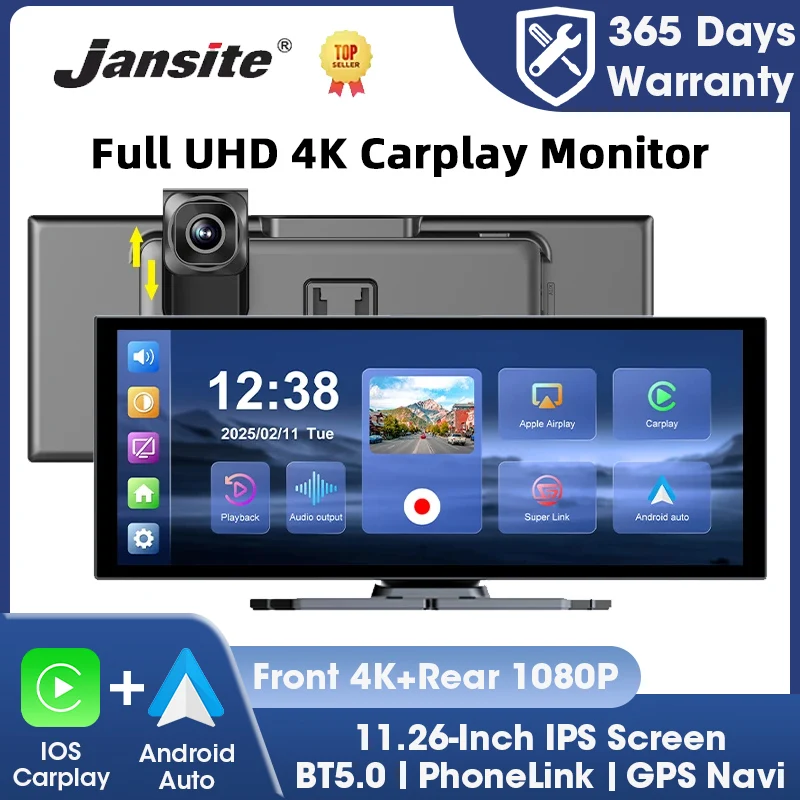 Jansite 11.26'' 4K Car DVR Dash Cam Wireless Carplay Android Auto GPS Navigation BT5.0 Dashboard Video Recorder FM AUX Dual BT
Jansite 11.26'' 4K Car DVR Dash Cam Wireless Carplay Android Auto GPS Navigation BT5.0 Dashboard Video Recorder FM AUX Dual BT