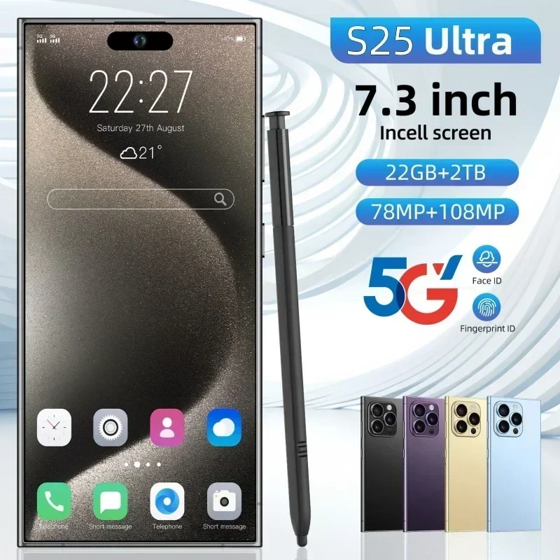 Global version S25 Ultra 5G Original Smartphone 7.3 HD Screen 4G 5G Dual SIM Phone Android Unlocked Version 8000mAh Phone
Global version S25 Ultra 5G Original Smartphone 7.3 HD Screen 4G 5G Dual SIM Phone Android Unlocked Version 8000mAh Phone
