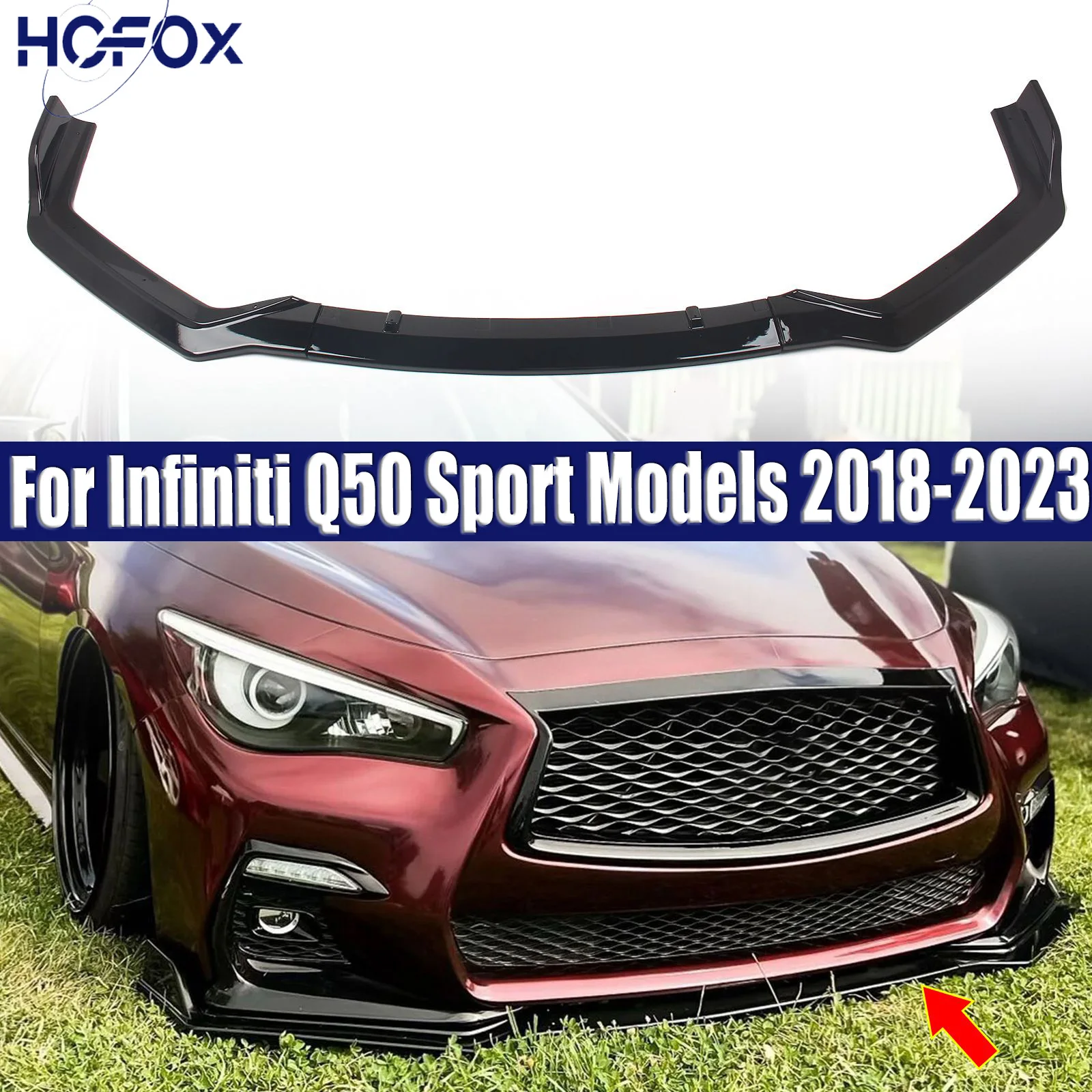 For 2018-2023 Infiniti Q50 Sport Models Car Front Bumper Lip Spoiler Protector Bumper Splitter Skirt Body Kit
For 2018-2023 Infiniti Q50 Sport Models Car Front Bumper Lip Spoiler Protector Bumper Splitter Skirt Body Kit