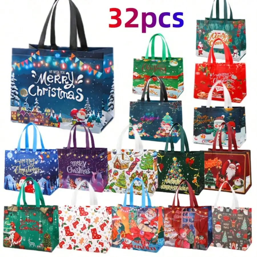 16/32PCS Reusable Christmas Tote Bags - Non-Woven Gift/Shopping Bags for Holiday/Party Supplies
16/32PCS Reusable Christmas Tote Bags - Non-Woven Gift/Shopping Bags for Holiday/Party Supplies