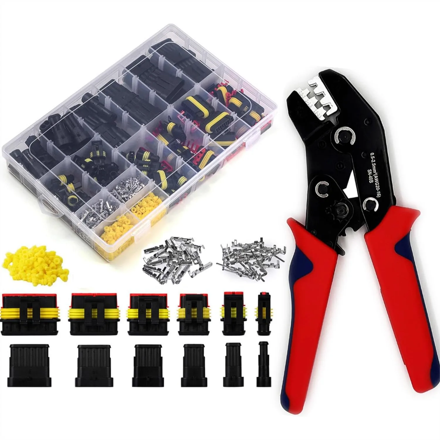 800Pcs 50 Sets Waterproof Automotive Electrical Wire Connectors Plug Kit 1-6 Pin with Ratchet Crimping Tool
800Pcs 50 Sets Waterproof Automotive Electrical Wire Connectors Plug Kit 1-6 Pin with Ratchet Crimping Tool