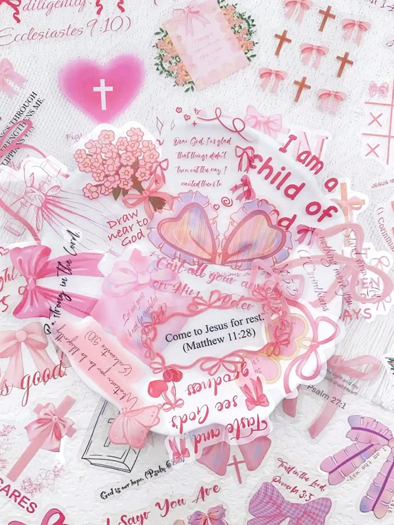 50pcs Pink Bow Sticker Bible Phrases PET Transparent Decals For Water Bottle Laptop Luggage Computer Scrapbook Journal Stickers
50pcs Pink Bow Sticker Bible Phrases PET Transparent Decals For Water Bottle Laptop Luggage Computer Scrapbook Journal Stickers