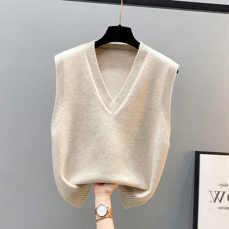Однотонный шерстяной вязаный жилет для женщин с V-образным вырезом, универсальная верхняя одежда для повседневной носки, стандартной длины, без пуговиц
Однотонный шерстяной вязаный жилет для женщин с V-образным вырезом, универсальная верхняя одежда для повседневной носки, стандартной длины, без пуговиц
