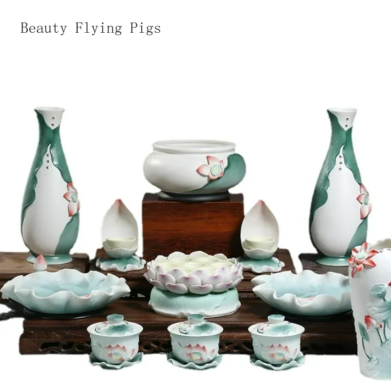 1pc Ceramic household Buddhist tools set for worshipping Buddha statues, Guanyin statues, household items Fruit tray, holy water
1pc Ceramic household Buddhist tools set for worshipping Buddha statues, Guanyin statues, household items Fruit tray, holy water