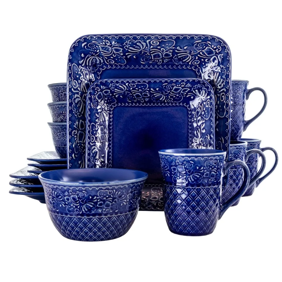 Indigo Lotus 16 Pieces Square Dinnerware Set
Indigo Lotus 16 Pieces Square Dinnerware Set