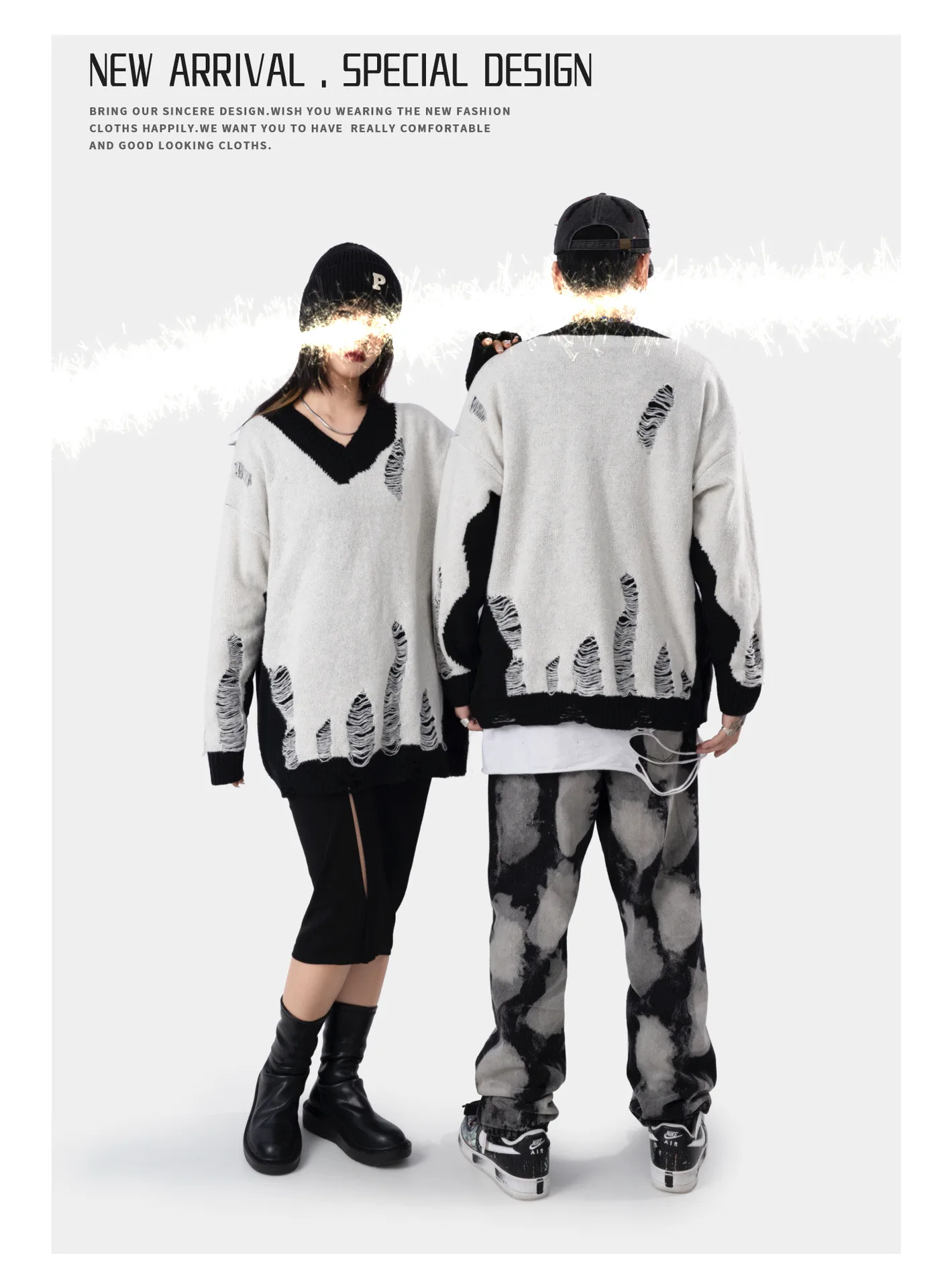Autumn and winter new splicing outerwear sweater V-neck lazy Pullover loose Unisex ins fashion brand sweater men and women
Autumn and winter new splicing outerwear sweater V-neck lazy Pullover loose Unisex ins fashion brand sweater men and women