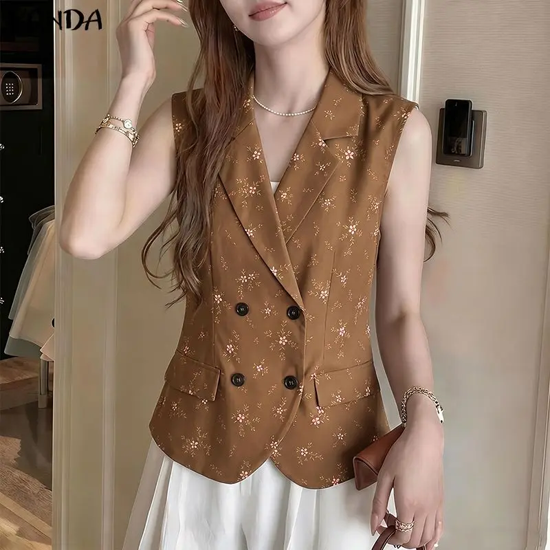 VONDA Summer Printed Outerwears Elegant Women Sleeveless Vests Casual Lapel Neck Thin Jackets 2026 Fashion Office Clothing
VONDA Summer Printed Outerwears Elegant Women Sleeveless Vests Casual Lapel Neck Thin Jackets 2026 Fashion Office Clothing