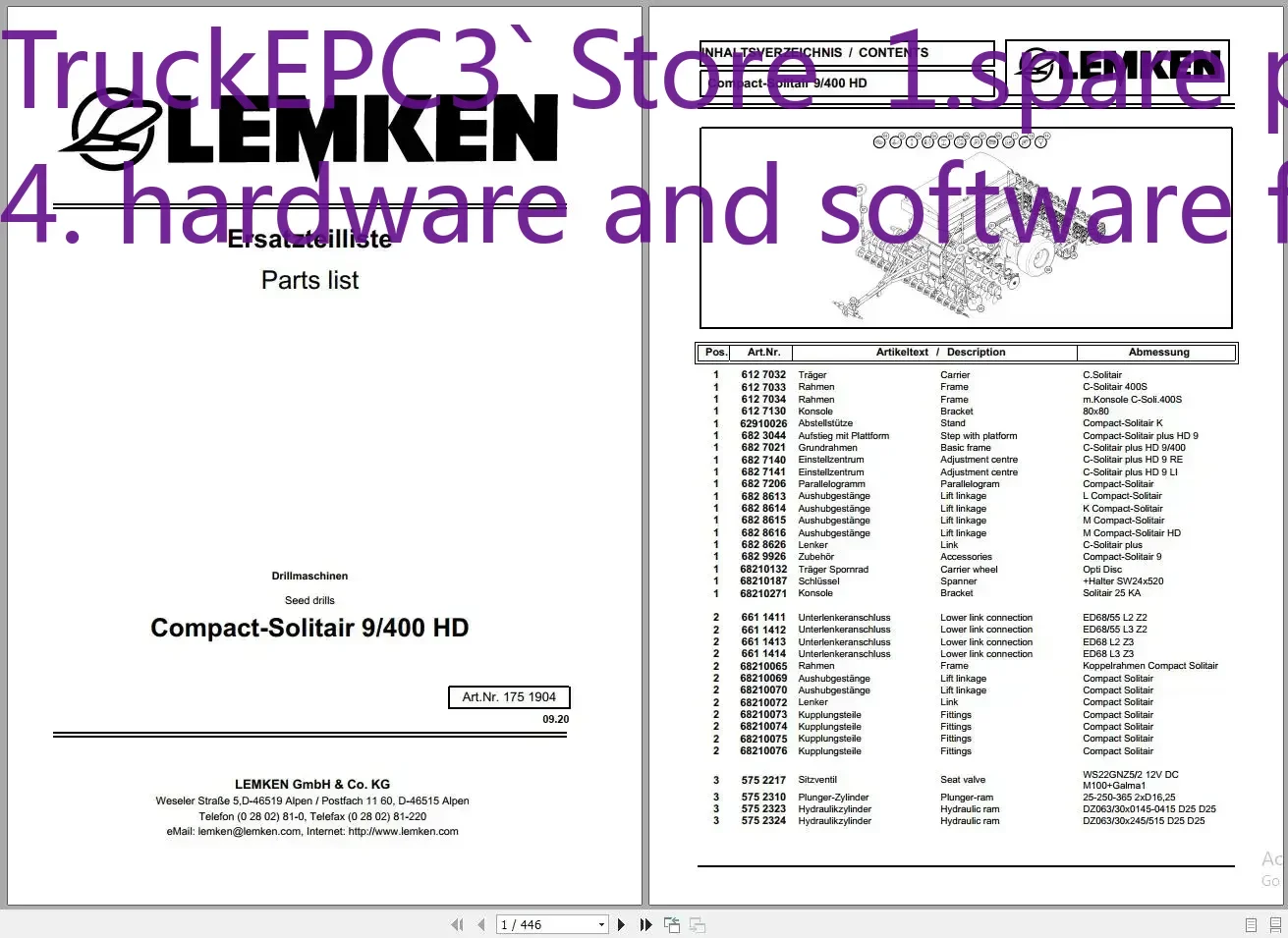 TruckEPC3 Lemken Agricultural 8,14 ГБ Обновление списка запчастей в формате PDF 2022 г.
TruckEPC3 Lemken Agricultural 8,14 ГБ Обновление списка запчастей в формате PDF 2022 г.