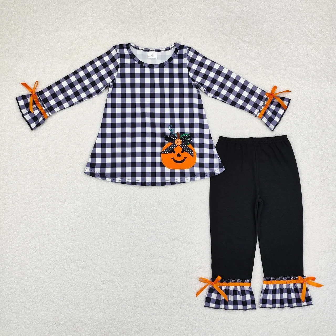 Wholesale Toddler Children Halloween Set Baby Girl Long Sleeves Plaid Tops Kids Infant Black Pants Embroidery Pumpkin Outfit
Wholesale Toddler Children Halloween Set Baby Girl Long Sleeves Plaid Tops Kids Infant Black Pants Embroidery Pumpkin Outfit