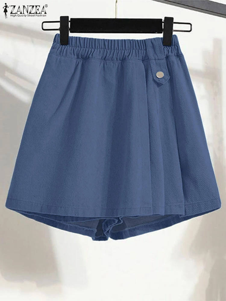 ZANZEA женские джинсовые шорты, юбки, шорты с эластичной резинкой на талии, мода 2024, летние повседневные однотонные широкие брюки, элегантные брюки
ZANZEA женские джинсовые шорты, юбки, шорты с эластичной резинкой на талии, мода 2024, летние повседневные однотонные широкие брюки, элегантные брюки