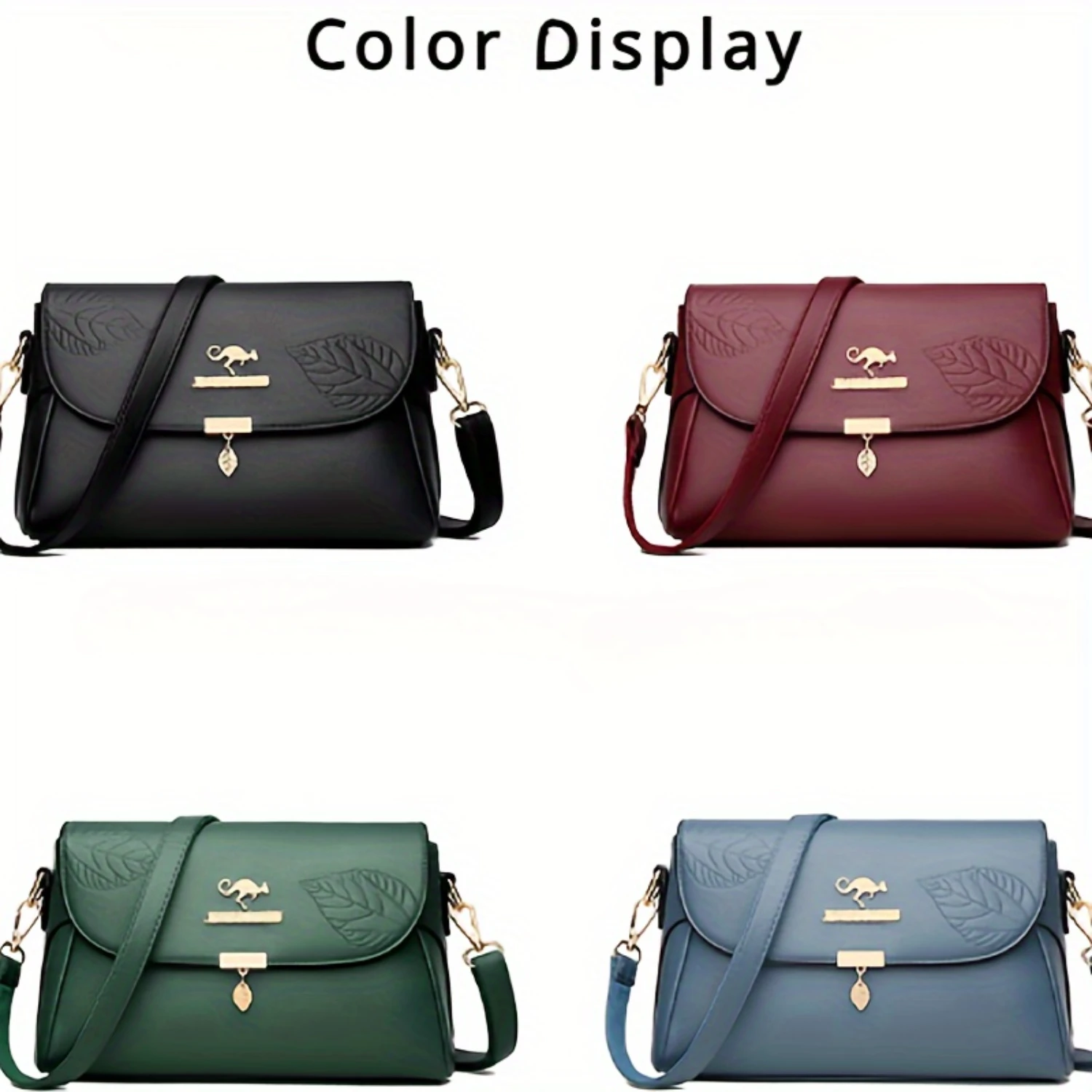 Versatile PU Leather Crossbody Bag - Buckle Closure, Solid Color Leaf Pattern, Polyester Lining, Phone Purse with Sling Bag - Pe
Versatile PU Leather Crossbody Bag - Buckle Closure, Solid Color Leaf Pattern, Polyester Lining, Phone Purse with Sling Bag - Pe