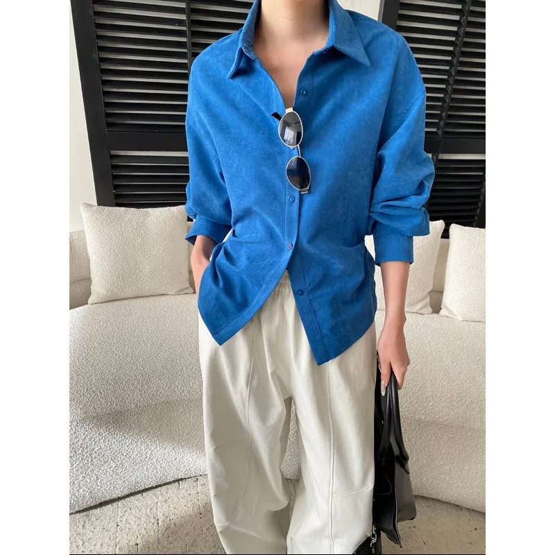 Women Bright Blue Oversized Button Down Shirt Turn Down Collar Long Sleeve Pocket Design Casual Blouse For Street Style 64IA
Women Bright Blue Oversized Button Down Shirt Turn Down Collar Long Sleeve Pocket Design Casual Blouse For Street Style 64IA