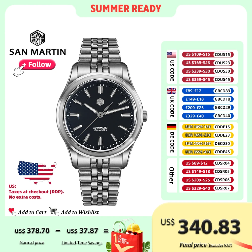 Мужские часы San Martin SN0144 39 мм с эмалевым циферблатом, автоматический механизм Miyota 90S5, оригинальный китайский дизайн Gada, водонепроницаемость 100 м
Мужские часы San Martin SN0144 39 мм с эмалевым циферблатом, автоматический механизм Miyota 90S5, оригинальный китайский дизайн Gada, водонепроницаемость 100 м