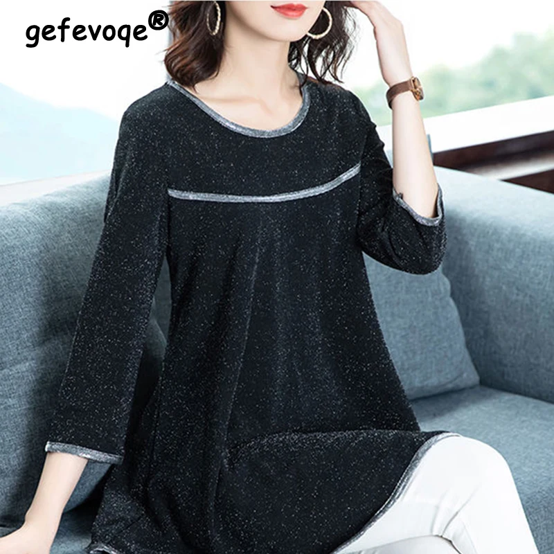 Spring Autumn Women's O Neck Bright Silk Casual Fashion T-shirt Ladies Long Sleeve All-match Bottoming Pullover Top Female Tee
Spring Autumn Women's O Neck Bright Silk Casual Fashion T-shirt Ladies Long Sleeve All-match Bottoming Pullover Top Female Tee