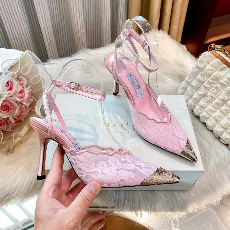 Fashion Designer Women's Shoes Sexy Lace Metal Pointed Tip High Heeled Sandals for Woman Luxury Wedding Shoes Sandalias De Mujer
Fashion Designer Women's Shoes Sexy Lace Metal Pointed Tip High Heeled Sandals for Woman Luxury Wedding Shoes Sandalias De Mujer