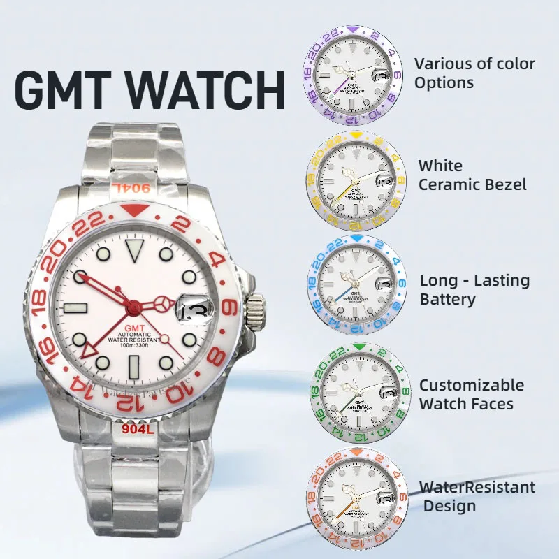 BLIGER 40mm GMT Man Watches Sapphire Glass White Dial Ceramic Bezel Green Red Blue GMT Hand Luminous Waterproof Stainless Steel
BLIGER 40mm GMT Man Watches Sapphire Glass White Dial Ceramic Bezel Green Red Blue GMT Hand Luminous Waterproof Stainless Steel