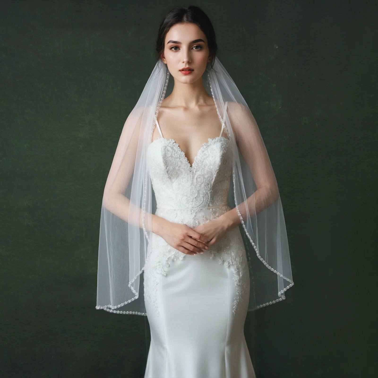 Pearl and Crystal Beaded Edge Bridal Veil Single Layer Elegant Romantic Wedding Veil for Bride Church Ceremony G98
Pearl and Crystal Beaded Edge Bridal Veil Single Layer Elegant Romantic Wedding Veil for Bride Church Ceremony G98