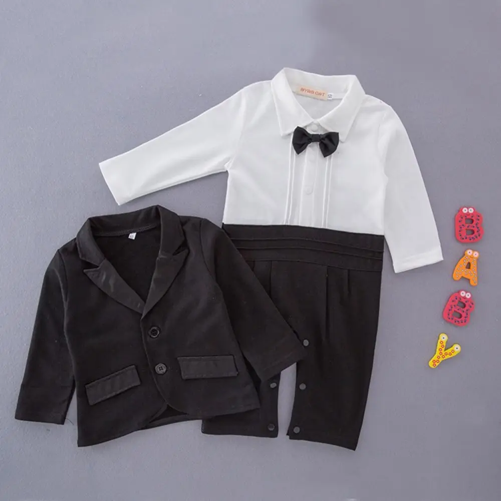2Pcs/Set Black Tuxedo Gentleman Boss Baby Clothes Striped Vest Bow Tie Kids Boy Suit Set Two-Piece Outfit Outerwear Set
2Pcs/Set Black Tuxedo Gentleman Boss Baby Clothes Striped Vest Bow Tie Kids Boy Suit Set Two-Piece Outfit Outerwear Set