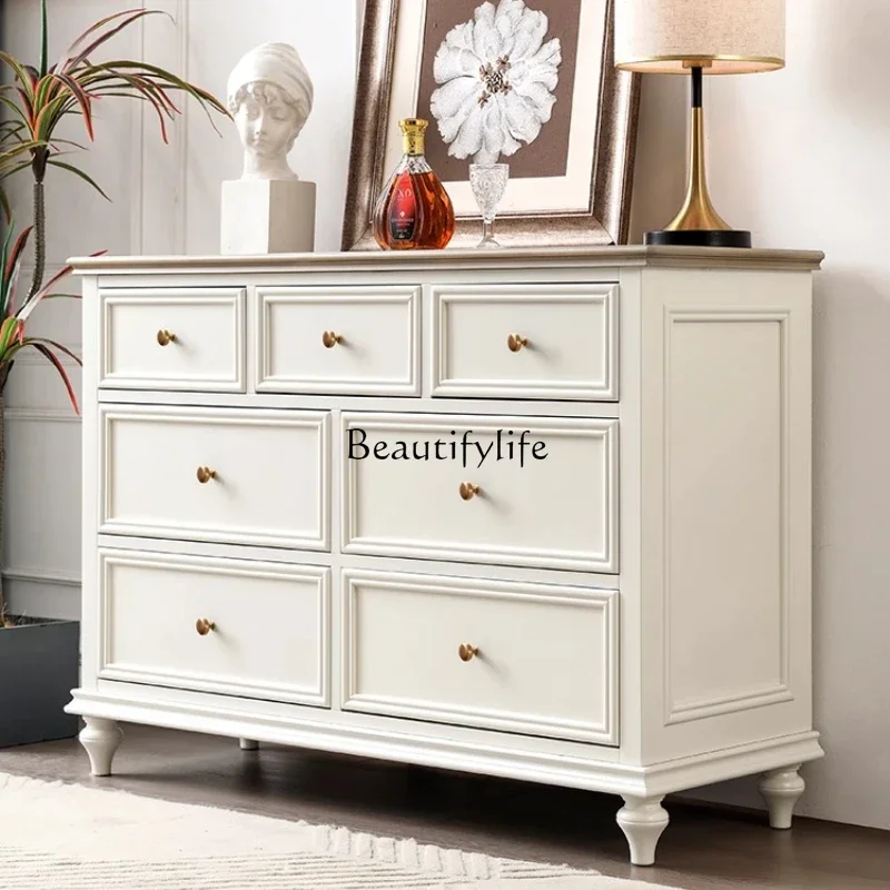 Z.American solid wood seven-chest cabinet white cream style retro living room master bedroom bedside cabinet
Z.American solid wood seven-chest cabinet white cream style retro living room master bedroom bedside cabinet