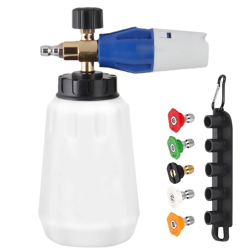 1L Adjustable Foam Cannon - 1/4" Quick Connect 5 Nozzles with Base, Battery-Free for Pressure Washers
1L Adjustable Foam Cannon - 1/4" Quick Connect 5 Nozzles with Base, Battery-Free for Pressure Washers
