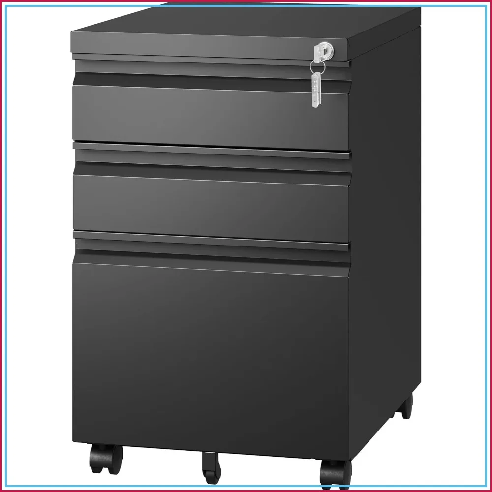 3 Drawer Mobile File Cabinet with Lock, Under Desk Metal Filing Cabinet for Home Office, A4/Legal/Letter, Fully Assembled Black
3 Drawer Mobile File Cabinet with Lock, Under Desk Metal Filing Cabinet for Home Office, A4/Legal/Letter, Fully Assembled Black