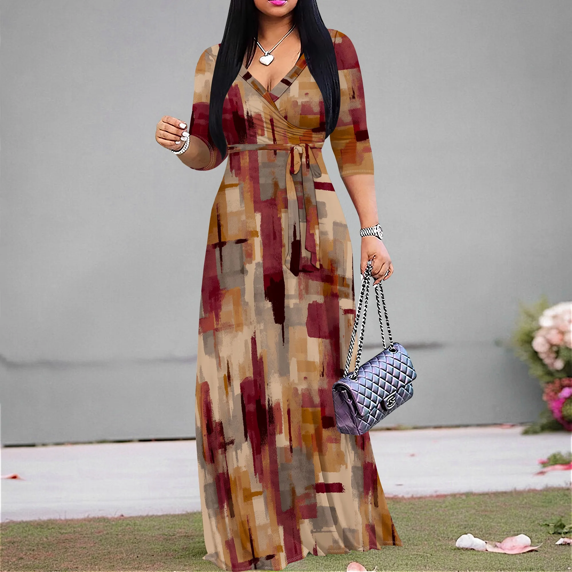 Bold Geometric Art Print Wrap Dress African American Women's S-3XL for Party or Church
Bold Geometric Art Print Wrap Dress African American Women's S-3XL for Party or Church