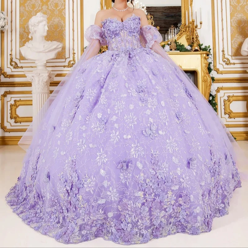 Lavender Quinceanera Dresses Off Shoulder Ball Gown Sweet 16 Dress Sequin Applique Flower Beads Bow Tull Birthday Party Vestidos
Lavender Quinceanera Dresses Off Shoulder Ball Gown Sweet 16 Dress Sequin Applique Flower Beads Bow Tull Birthday Party Vestidos