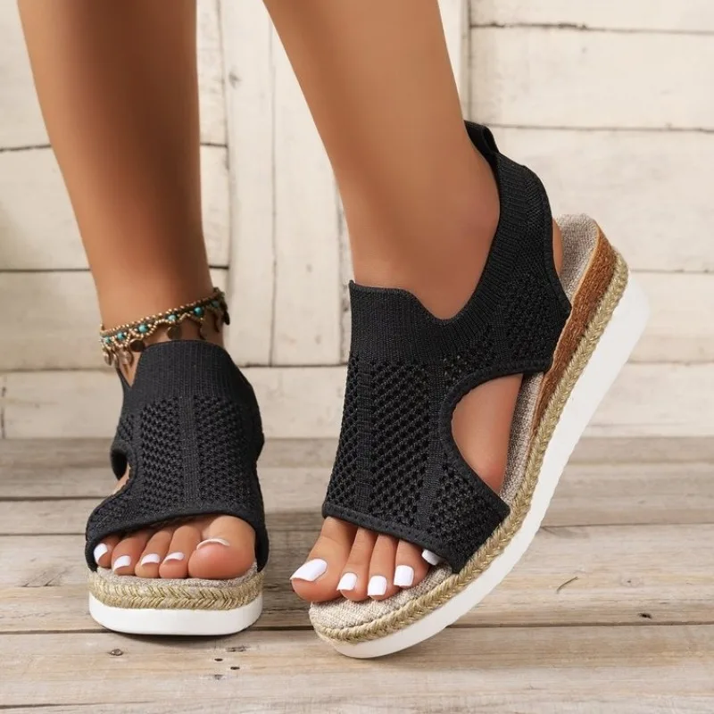 Platform Sandals for Women Elastic Band Breathable Summer Female Wedge Sandals Retro Mesh Peep Toe Beach Sandals
Platform Sandals for Women Elastic Band Breathable Summer Female Wedge Sandals Retro Mesh Peep Toe Beach Sandals