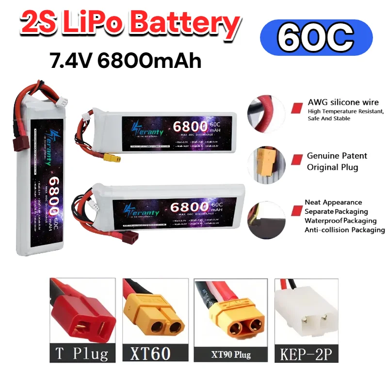 2S Lipo 7.4V 6800MAH Battery 60C For RC Drones Quadcopter Helicopter Boat Spare Batteries With Deans T XT60 XT90 Connector
2S Lipo 7.4V 6800MAH Battery 60C For RC Drones Quadcopter Helicopter Boat Spare Batteries With Deans T XT60 XT90 Connector